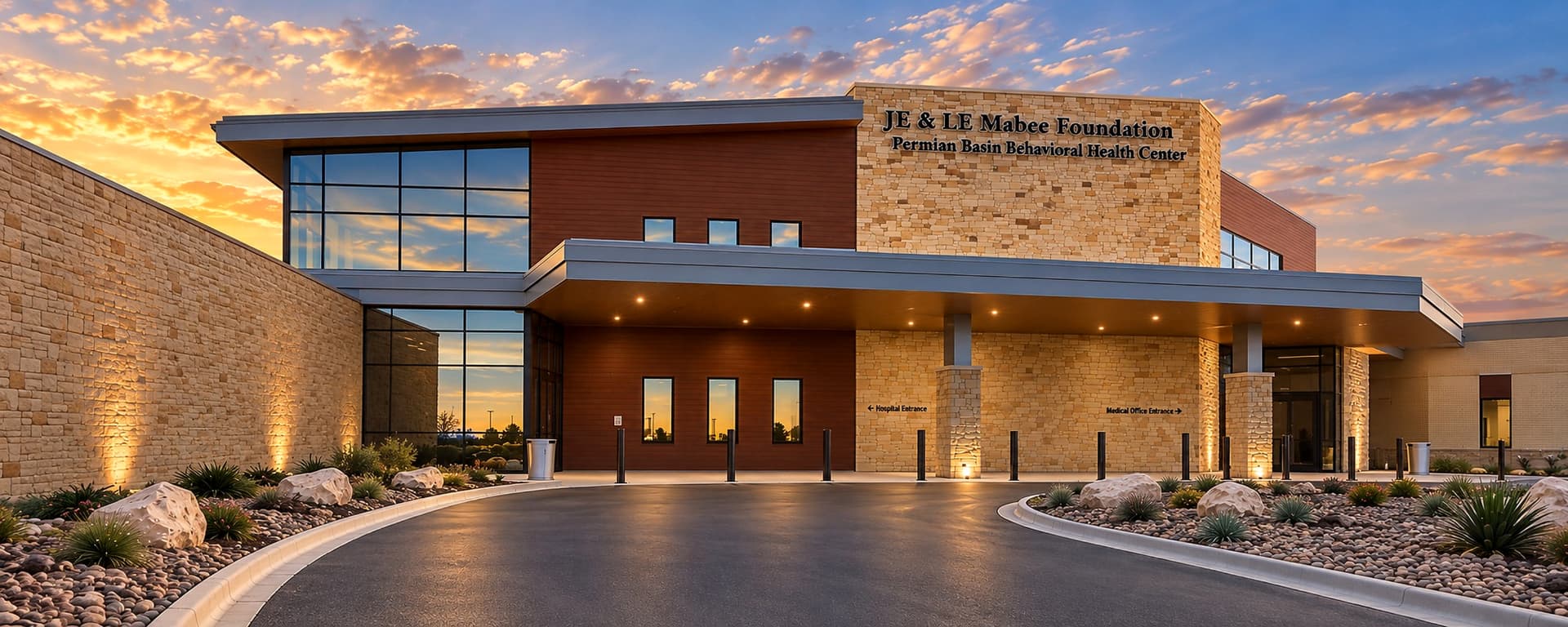 Permian Basin Behavioral Health Center at sunset