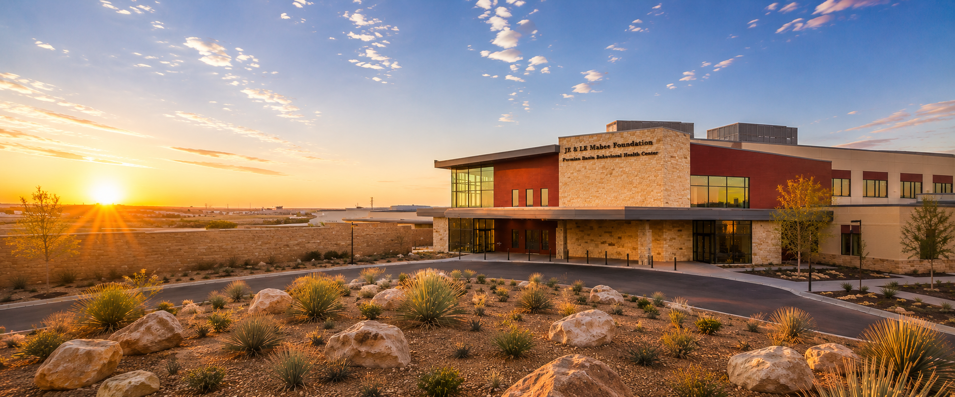 Permian Basin Behavioral Health Center at sunset